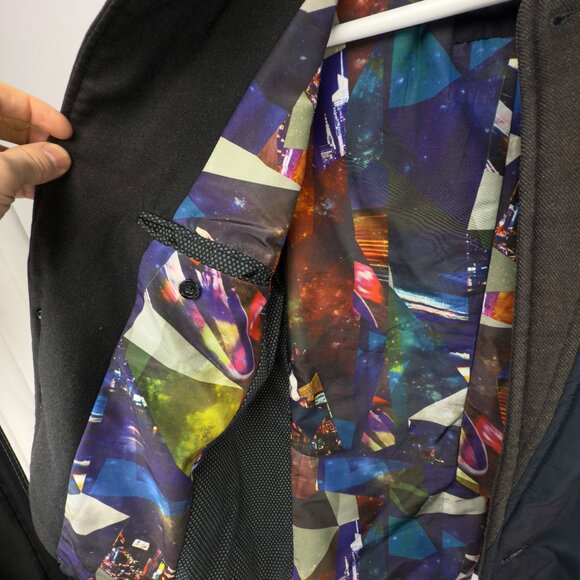 Selected “Happer” Padded Navy/Charcoal Blazer Jacket S - Picture 7 of 10